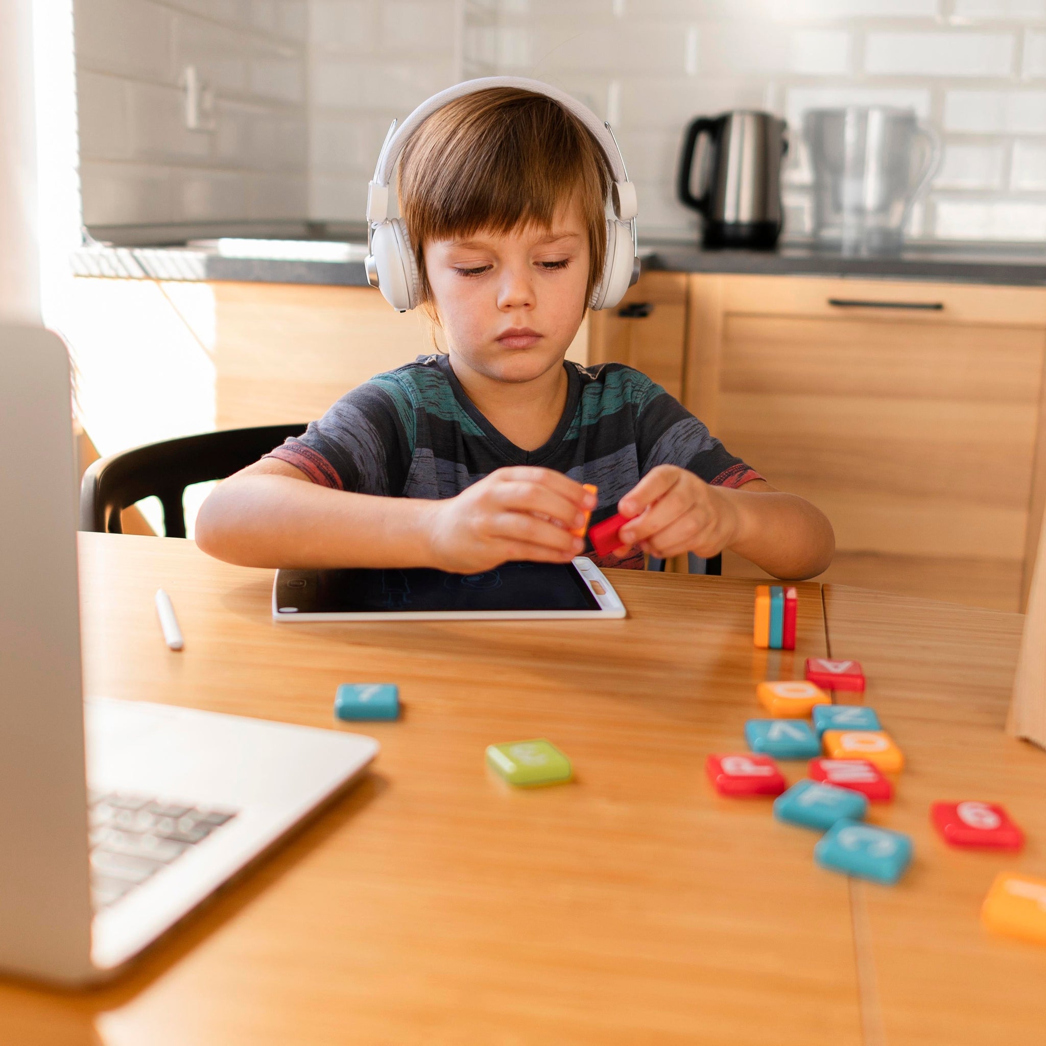 Baby playing with colorful building blocks for creativity and learning