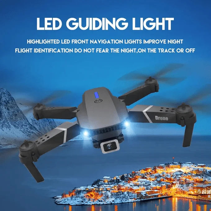 E88 Pro Foldable RC Drone with Dual HD Camera & LED Lights