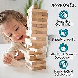 Classic Wooden Jenga Blocks with Dice – Fun Family Game