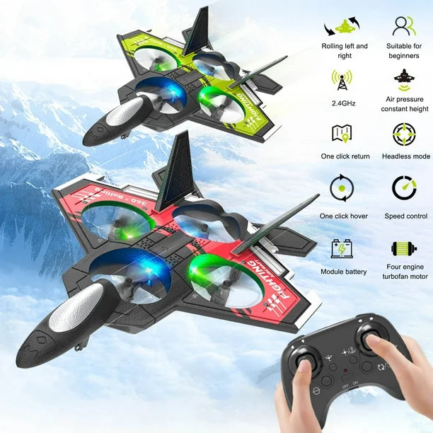 RC Fighter Jet for Kids – Remote Control Aircraft with 360° Flips & Lights