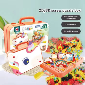 Creative Puzzle Box for Kids – STEM Educational DIY Drill & Screw Building Toy
