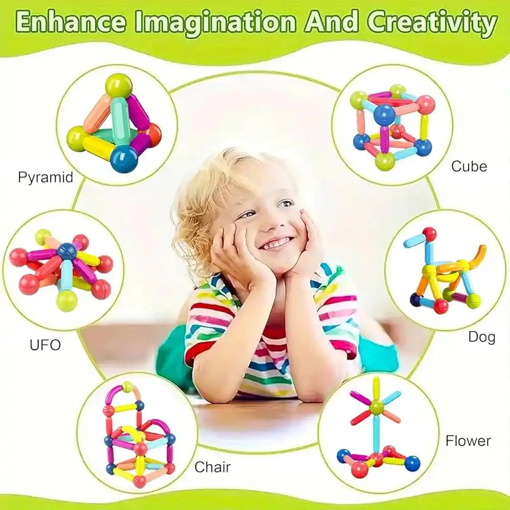 42-Pcs Magnetic Building Set – Rods & Balls Toy for Kids